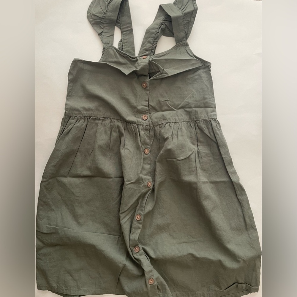 H&M Olive Green Button-Up Kids Dress